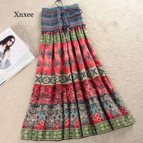 

skirts 2021 summer women's half-length skirt beach elastic retro high waist long pencil female printed, Black