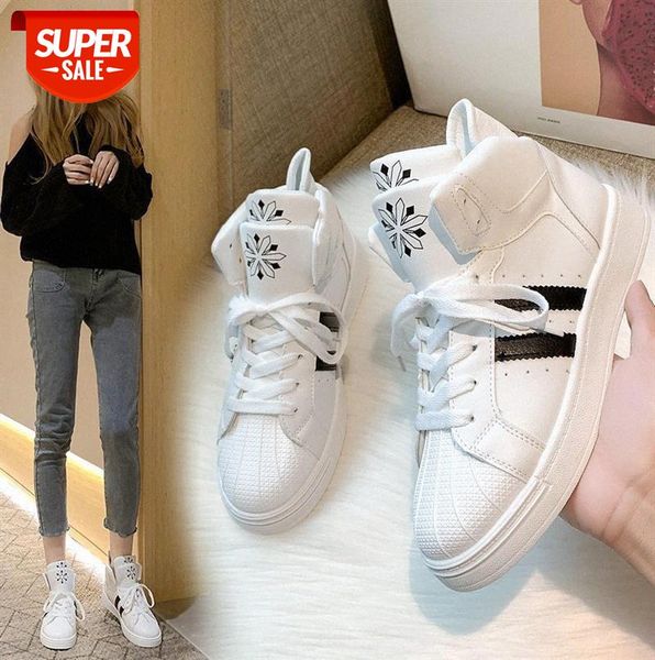 

shell-toe shoes women korean student white shoes, thick-soled all-match, warm high-women's #os71