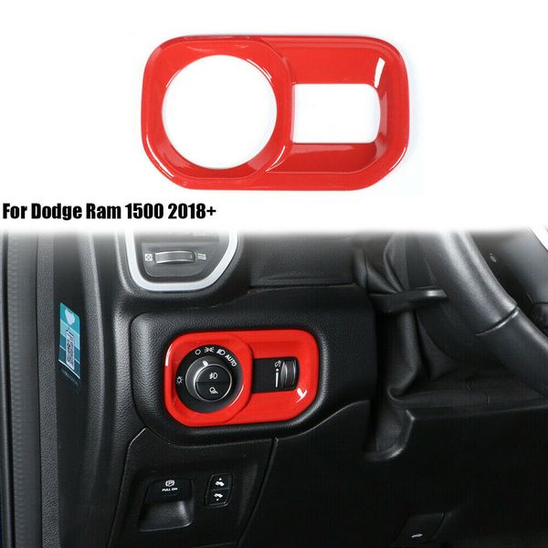 

car headlight switch trim decoration cover for dodge ram 1500 18-20 red