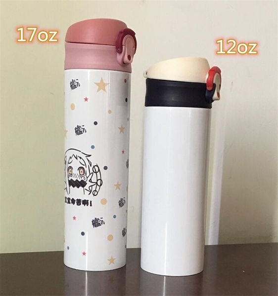 

12oz/17oz flip tumbler white blank diy sublimation stainless steel double wall vacuum insulated one-click bounce cup a20