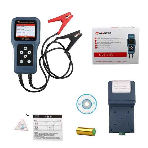 

code readers & scan tools master mst-8000+ digital battery analyzer tester with detachable printer+ multi-language for 12v 24v (cars,motor a