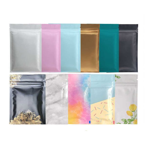 100 pcs zip bloqueio bolsas de alumínio mylar alimento alimento sacos de embalagem 5 ~ 10 gramas personalizado bolsas impressas 210724