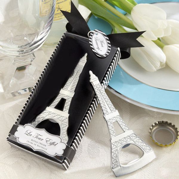 

50pcs/lot creative novelty home party items eiffel tower bottle opener wedding favors gift for boy