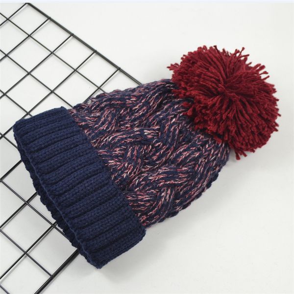 

new mixed color fashion lovely plush knitted women's ear cap woolen hat in winter, Black;white