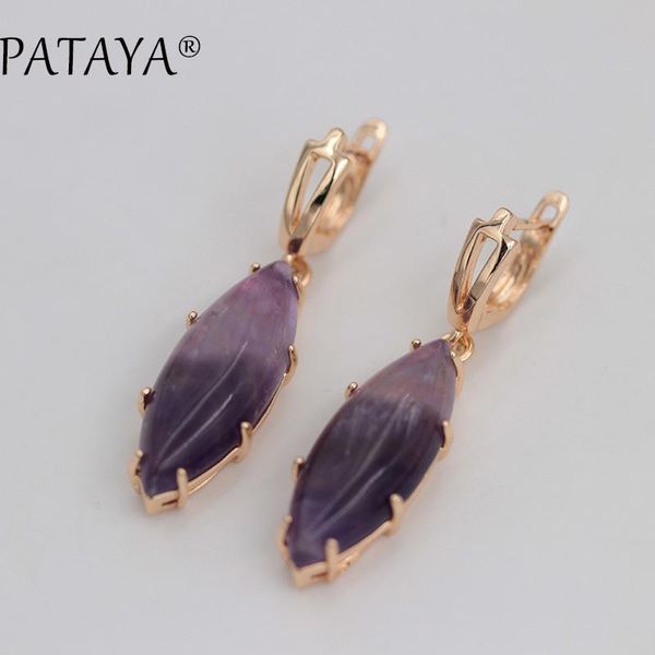 

dangle & chandelier pataya exclusive ru 585 rose gold drop earrings multicolor natural stone women party wedding india jewelry, Silver