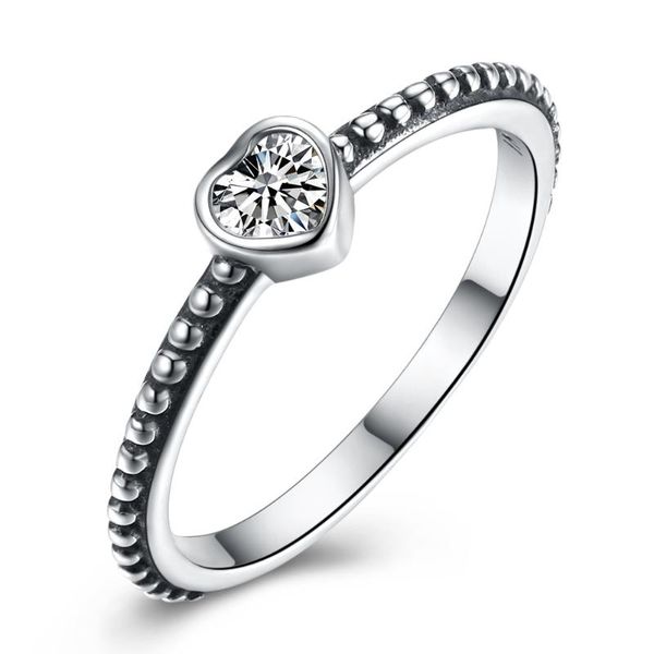 

cluster rings zemior 925 sterling silver vintage for women cute pink heart cubic zirconia ring female romantic engagement jewelry, Golden;silver