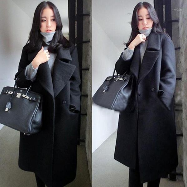 

women's wool & blends nicesense casaco feminino abrigos mujer invierno 2021 autumn winter coat women plus size female overcoat manteau, Black