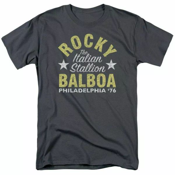 

rocky rocky philly t shirt mens licensed boxing movie balboa creed charcoal, White;black