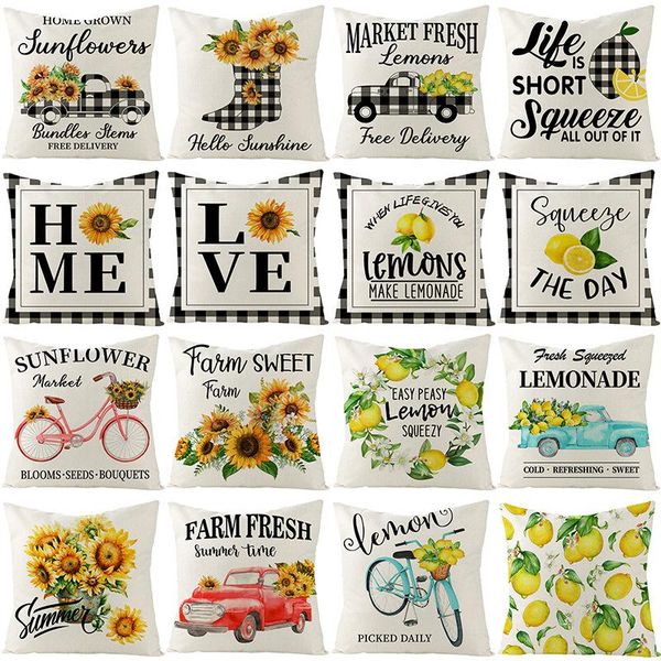 

pillow case 2021 summer nordic home decor sunflower cushion cover for sofa office car throw pillows 45x45cm