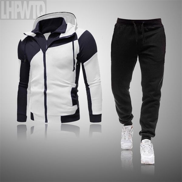 

autumn winter men's sets brand sportswear tracksuits men's clothes hoodies+pants sets male streetswear coat jackets 210722, Gray
