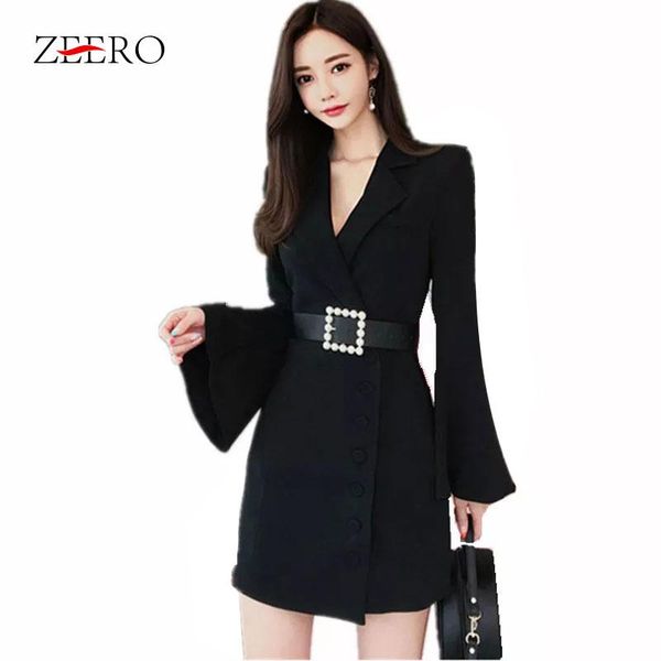 

women's suits & blazers women jackets 2021 winter runway v neck fashion elegant bodycon long formal wear to work office ladies, White;black