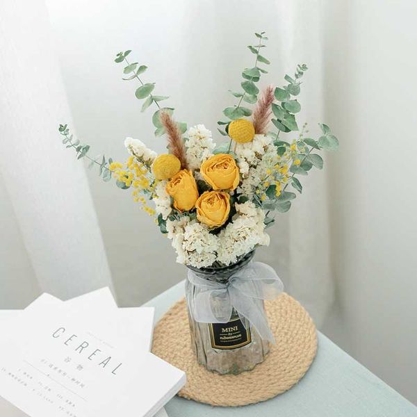 

decorative flowers & wreaths natural eucalyptus pography props deskhome office wedding decor dried flower bouquet rose daisy golden ball