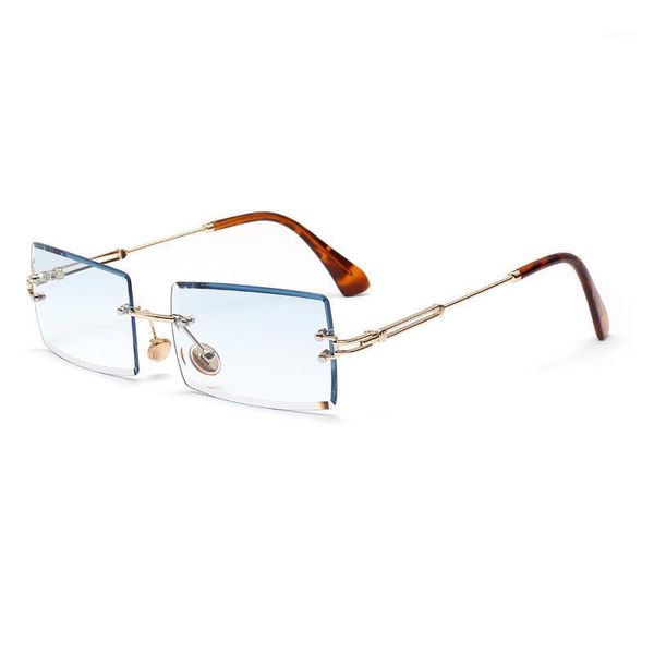 

rectangular luxury retro sunglasses fashion hip hop rimless glasses for women men a66 frames1, Black