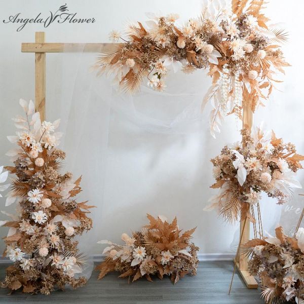 

decorative flowers & wreaths wedding champagne floral artificial flower row arrangement road lead ball auditorium mariage backdrop wall deco