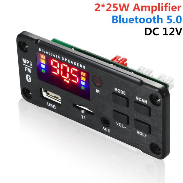 

5v-12v 50w mp3 decoder board bluetooth v5.0 car player usb recording module fm aux radio for speaker hands& mp4 players