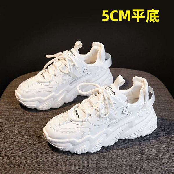 

daddy Casual shoes White women's fashion 2021 spring new leisure thick sole inside height show foot small light sports R7JM LJYJ, White inner high single lane