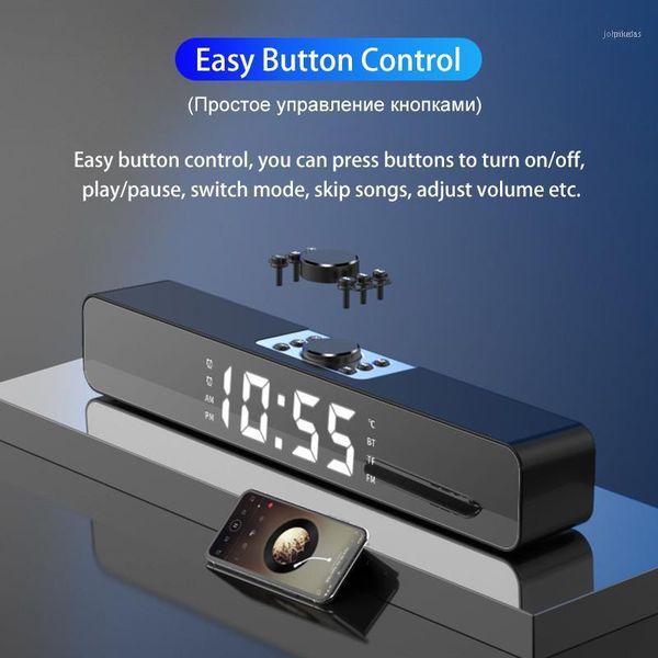 

wireless bluetooth speaker home theater surround sound music player for pc tv computer led bar alarm clock aux11