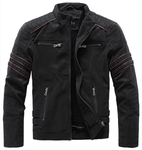 

men's jackets pu leather jacket men winter fleece motorcycle biker warm faux coat vintage casual zipper punk rave rock outwear, Black;brown
