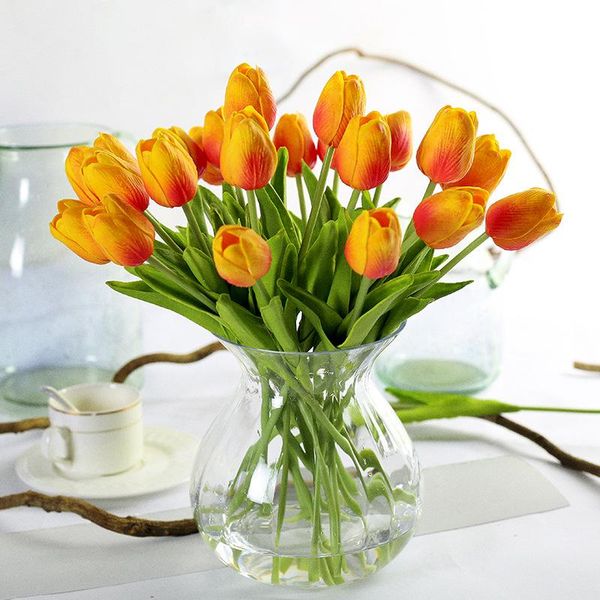 

10pcs vivid artificial silk flowers bouquet fake tulip home decoration wedding bridal wreaths party decorative flower