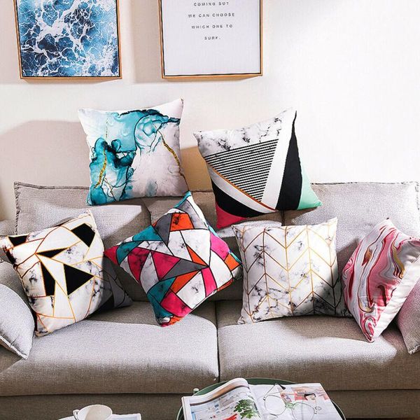 

cushion/decorative pillow fashion marble geometric square home sofa decorative cover case cushion gift imitation super soft throw