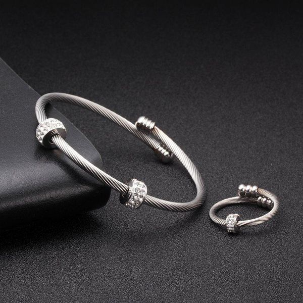 

charm bracelets cute fashion design braided open cuff stainless steel women girls jewelry classic sporty crystal bangles, Golden;silver