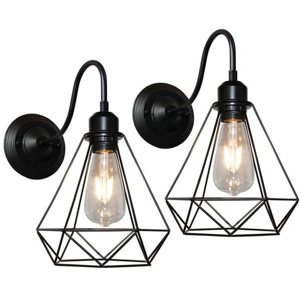 

wall lamp industrial vintage wire diamond cage light rustic luminaire fixture for bedroom porch balcony aisle