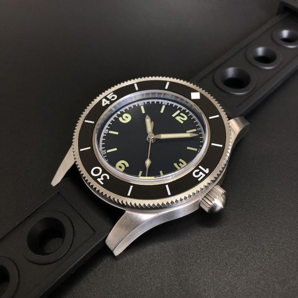 

men dive watch,mens automatic watches self wind mechanical wristwatches 300m waterproof luminous clock ceramic bezel, Slivery;brown