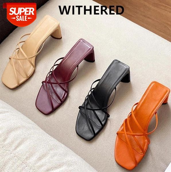 

withered summer shoes women ins blogger fashion simple retro square toe solid slipper shoes heels woman heel sandals women #hl9t