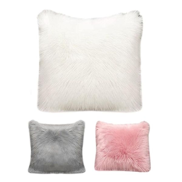 

pillow case fluffy soft plush cushion covers,covers for bedroom sofa car decoration pillowcase 45x 45cm set of 2