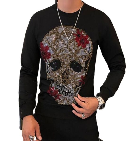 

clothes warm design hoodies crew neck young man skull pattern 2022 drill c70, Black