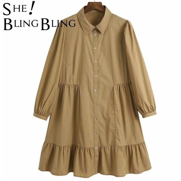 

sheblingbling 2021 women vintage solid color pleats mini dress female business vestido sweet chic party shirt dresses casual, Black;gray