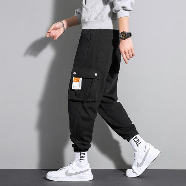 

men's pants 2021 cotton harem men solid color streetwear joggers baggy casual trousers drop black