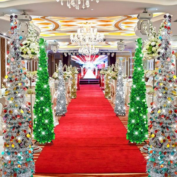 

christmas decorations 1.5m festival popup collapsible sequin tinsel artificial trees with stand parties home decor props