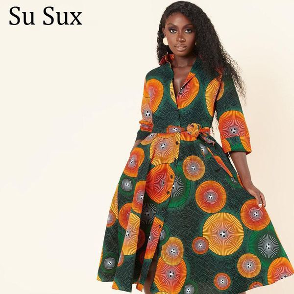 

ethnic clothing africa dresses for women print a-line dress african clothes dashiki turn down collar knee length vestidos robe partyclub, Red