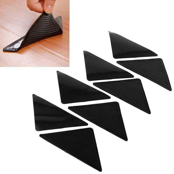 

4pcs waterproof carpet non-slip stickers self-adhesive triangular reusable anti slip rug mat grippers hy bath mats