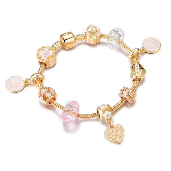 

link, chain drop heart charms bracelets fashion diy crystal snow beads fit pan european charm jewelry, Black