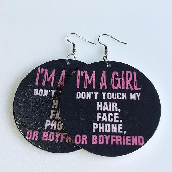 

60mm black wood beauty love i am a girl letter queendom round africa map earrings vintage wooden diy party club jewelry dangle & chandelier, Silver