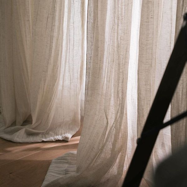 

curtain & drapes luxury semi-blackout curtains for living room natural linen finished crumple voile villa cafe house eco fabrics