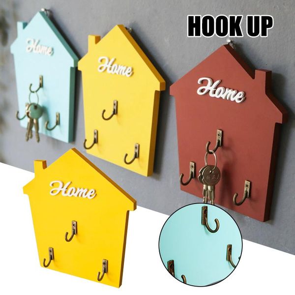

hooks & rails house shape key hook wooden innovative home entrance wall exquisite decoration fas6
