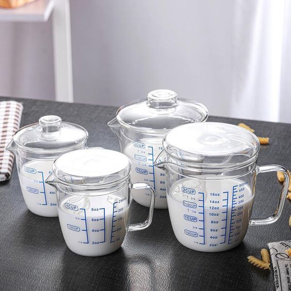 

borosilicate heat-resistant glass measuring cup milk with scale microwave oven lid wine glasses