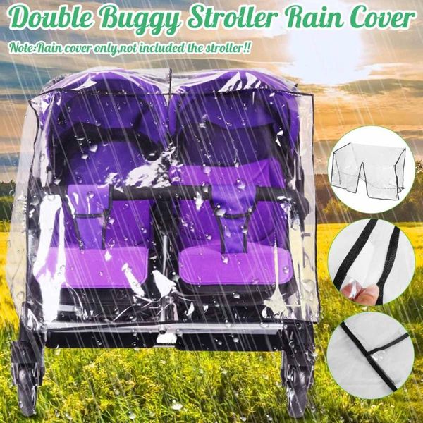 

stroller parts & accessories waterproof rain cover transparent wind dust shield zipper open baby strollers pushchairs raincoat for twins