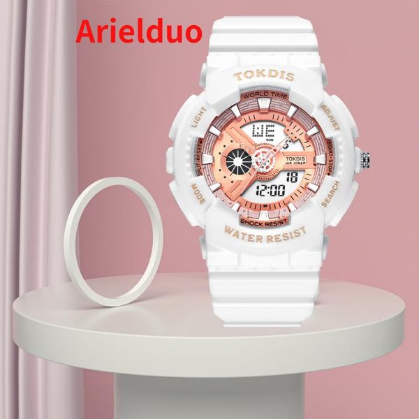 

wristwatches cross-border electronic watch vibrato blast youth female student junior high school wholesale, Slivery;brown
