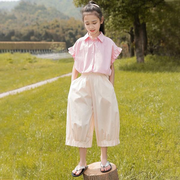 

clothing sets 3-14 years summer baby girls for kids causal & trousers 2pcs cotton teen outfits 2021, White