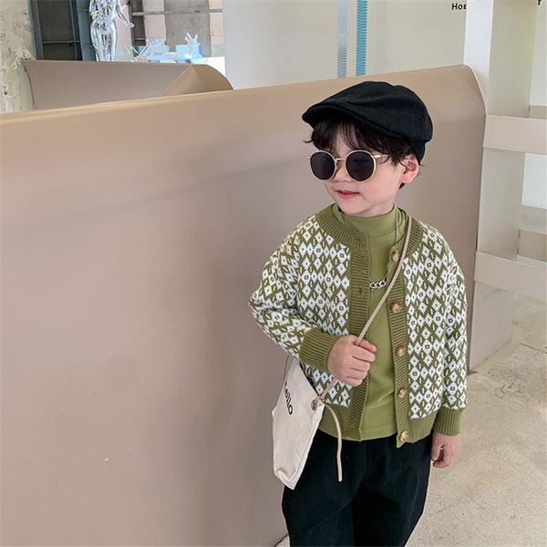 

pullover autumn children fashion knitted cardigan coats boys and girls o-neck loose all-match sweaters, Blue