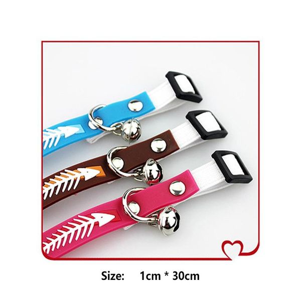 

cat collars & leads collar cute fishbone print breakaway nylon pet puppy dog kitten with bells 1x30cm adjustable multi color options