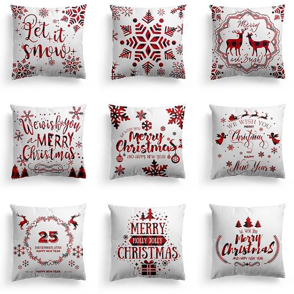 

cushion/decorative pillow christmas snow pillowcase red letters print simple white cushion cover modern decorative couch throw