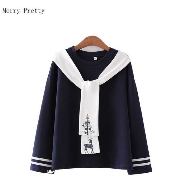 

harakuju cartoon print cotton long sleeve t-shirts women summer o-neck casual loose korean ladies basic tees 210526, White