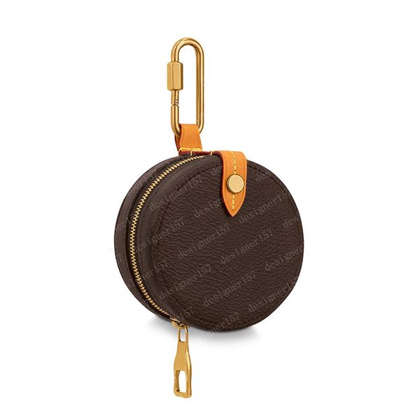 

2021 coin purse round case women wallet womens wallets brown flower leather mini 68524 with dust bag & box 8x8x4cm, Red;black