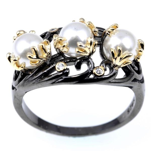 

wedding rings fashion trend simple imitation pearl charm coral engagement woman ring jewelry gift for a lover gifts, Slivery;golden