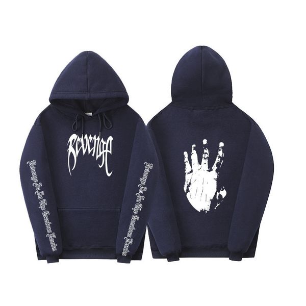 

2021 fashion hip hop street revenge hoodie sweatshirt men's large sweater blood fingerprint2021, Black